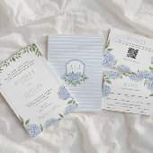 Blaues Hydrangea Monogramm Wappen mit Streifen Bev Serviette