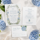 Elegant Dusty Blue Hydrangea Monogram Einladung