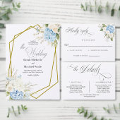 Blue Hydrangea Geometric Wedding Invitation Einladung (Personalisiere diese Kollektion eines unabhängigen Creators.)