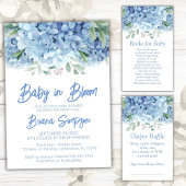 Blue Hydrangeas Boy Diaper Raffle Ticket Begleitkarte