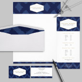 Ikat Muster in Blue Desk Namplate Namensplakette