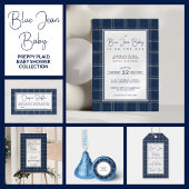 Blaue Jeans Baby Shower Vornehm Kariert Rücksendea