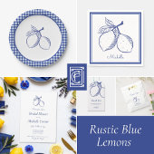 Klassische rustikale blaue Zitronen-Partyserviette Serviette