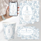 Blue Little Bunny Spring Oaster Toile Baby Dusche Einladung