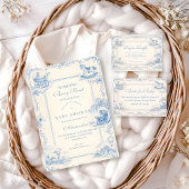 Blue Nursery Toile Baby Shower Einladung