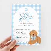 Blue Goldendoodle Dog One Golden Year Birthday Einladung