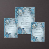 Blue Verziert Floral RSVP Card (Personalisiere diese Kollektion eines unabhängigen Creators.)