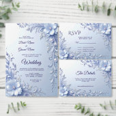 Blauer Verzierte Blumen mit Perlen Planer (Personalisiere diese Kollektion eines unabhängigen Creators.)