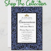 Elegante Quinceanera Blaue Scrollwork Save-The-Dat Save The Date