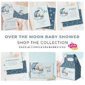 Teddy Bear Over the Moon Blue Baby Shower Pappbecher