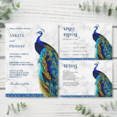 Modern Chic Blue Glitzer Peacock Indian Wedding Einladung (Personalisiere diese Kollektion eines unabhängigen Creators.)
