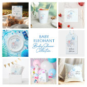 Blue Playful Elephants Baby Shower Pappteller