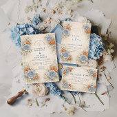 Blue Rose Botanical Wedding Dankeskarte