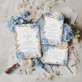 Blue Rose Coastal Rope Wedding Einladung