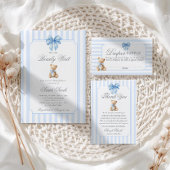 Blue Stripes Bear Grand millennial Dankeskarte