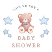 Teddy Bear Baby Boy Shower with Soft Blue Stars Sockelschild