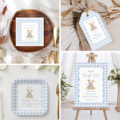 Blaue Gingham-Teddybär-Baby-Shower-Servietten Serviette