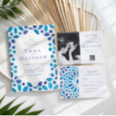 Blaue Tile-Mittelmeer-Hochzeit Einladung