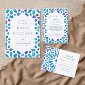 Watercolor Blue Boho Tile Platzkarte (Personalisiere diese Kollektion eines unabhängigen Creators.)