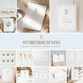 Some Bunny Is Turning One Blue Bow 1st birthday Einladung