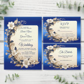 Blaue weiße Blumenverzierung Save The Date (Personalisiere diese Kollektion eines unabhängigen Creators.)