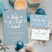 Blue Baby It's Cold Outside Winter Baby Dusche Einladung