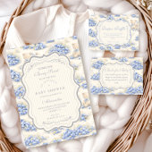 Blaubeergarten Teddy Toile Baby Shower Einladung