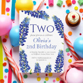 Bluebonnets 2. Geburtstag Blaue Flora Einladung