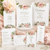 Pfirsich und Blush Pink Blues Hochzeitsprogramm Fächer