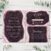 Burgundy & Rose Gold Geode Agate Wedding Monogram Getränkeuntersetzer (Personalisiere diese Kollektion eines unabhängigen Creators.)