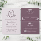 Burgunder-Wein-Jahrgangs-Blumen-QR-Code RSVP Karte (Personalisiere diese Kollektion eines unabhängigen Creators.)