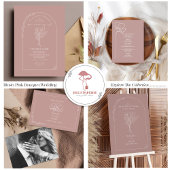 Rustikales Pink Line Art Blume Wedding Menu Menükarte