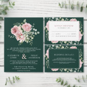 Blush Pink Floral Eucalyptus Emerald Green Wedding Tischnummer (Personalisiere diese Kollektion eines unabhängigen Creators.)
