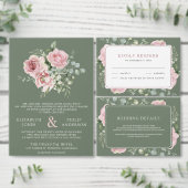 Blush Pink Floral Eucalyptus Sage Green Wedding Menükarte (Personalisiere diese Kollektion eines unabhängigen Creators.)