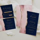 Brautprogramm in Roségold, Achat und Marineblau Fächer