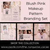 Blush Pink Script Logo QR Code Photo Makeup Visitenkarte