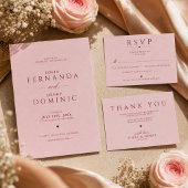 Einfache moderne rote und rosa Hochzeit Einladung