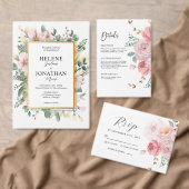 Eleganter Blumenrosa Garten Hochzeitsdetails Begleitkarte (Personalisiere diese Kollektion eines unabhängigen Creators.)