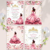 Quinceanera Pink Floral Princess Save the Date Einladung