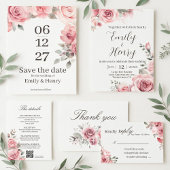 Rosa Rosen Hochzeit Danke Karte