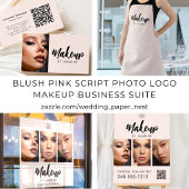 Rosa Schrift QR-Code Foto Make-up Visitenkarte