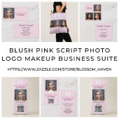 Blush Pink Schrift Logo QR Code Foto Makeup Visitenkarte