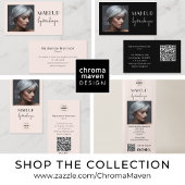 Blush Pink Black Script Photo Makeup Mini Visitenkarte