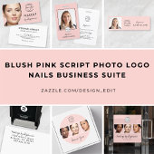Blush Pink Script Logo Employee ID Photo Makeup Ausweis