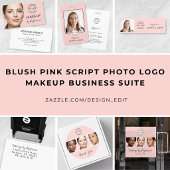 Rosa Schrift-Logo QR-Code Foto Make-up Visitenkarte