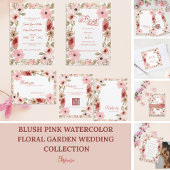 Blush Pink Floral QR Code Wedding Reply By RSVP Karte