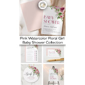 Elegante Pink Watercolor Floral Girl Babydusche RSVP Karte