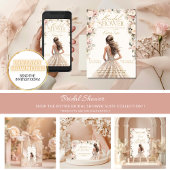 Blush Pink Wedgown Dress Floral Brautparty Einladung