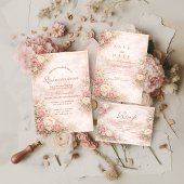 Blush Rose Gold Garden Quinceañera Einladung