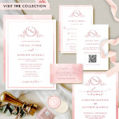 Elegantes Monogram Blush Pink-Hochzeitsprogramm